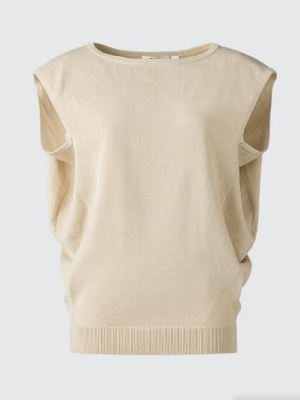 Uniqlo Cocoon Sweater | Sleeveless Beige Crew Neck Cotton Blend Top